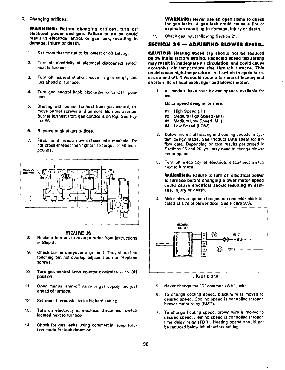 Section 24 — adjusting blower speed | Bard Bayrd Furnace 403293A User Manual | Page 32 / 70