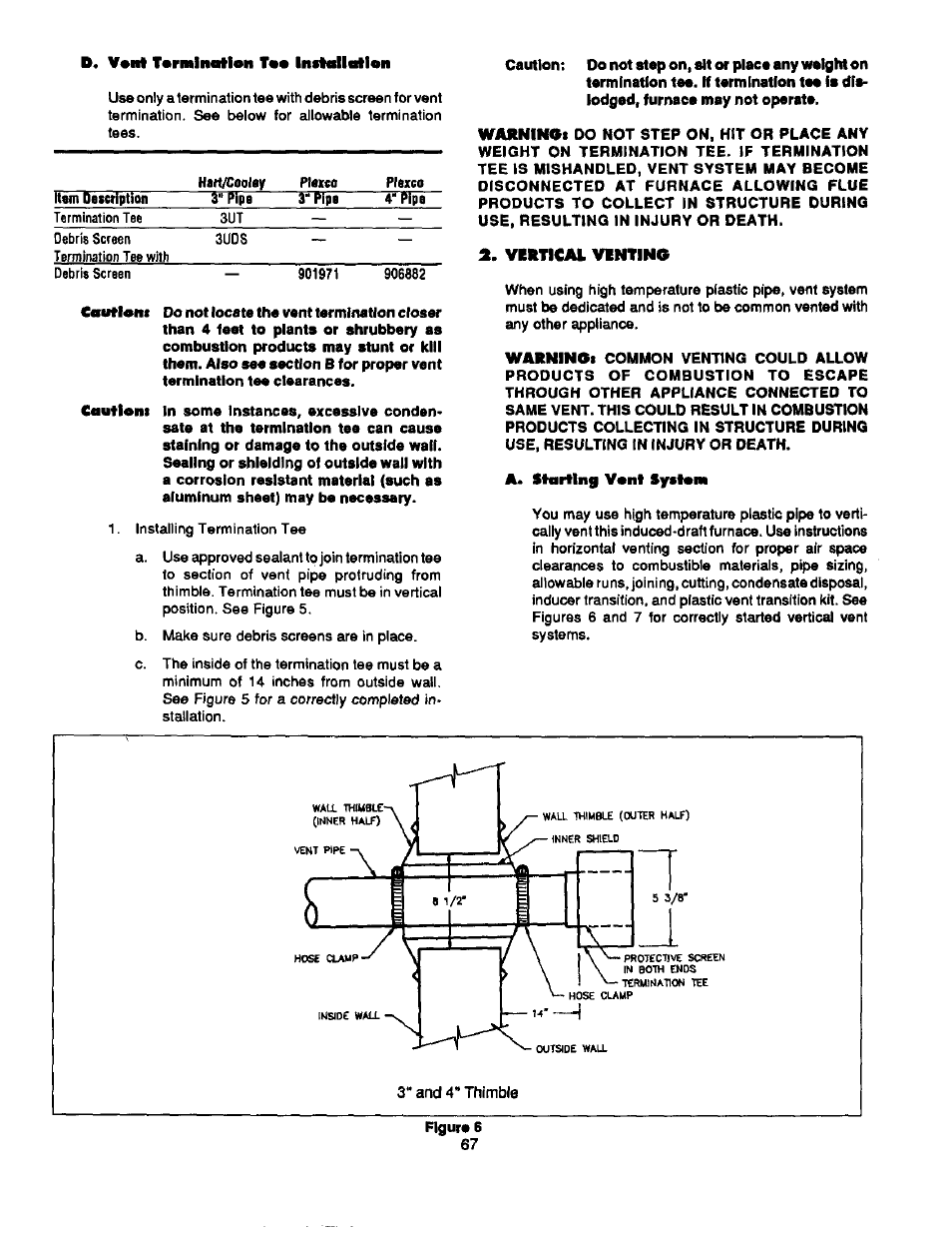 D* v*nl tarmlncrtlon t«* installfillon, Vkrtical venting, A. starting vant system | Bard Bayrd Furnace 403293A User Manual | Page 69 / 70