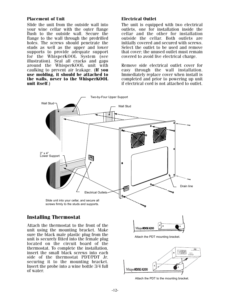 Installing thermostat | Vintage Cellars XLT Series User Manual | Page 14 / 36