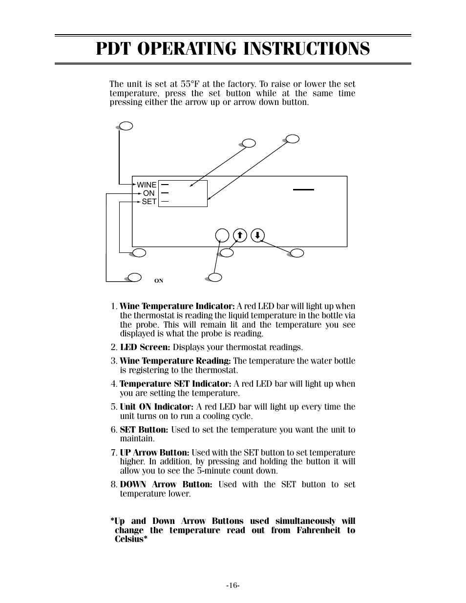 Pdt operating instructions | Vintage Cellars XLT Series User Manual | Page 18 / 36