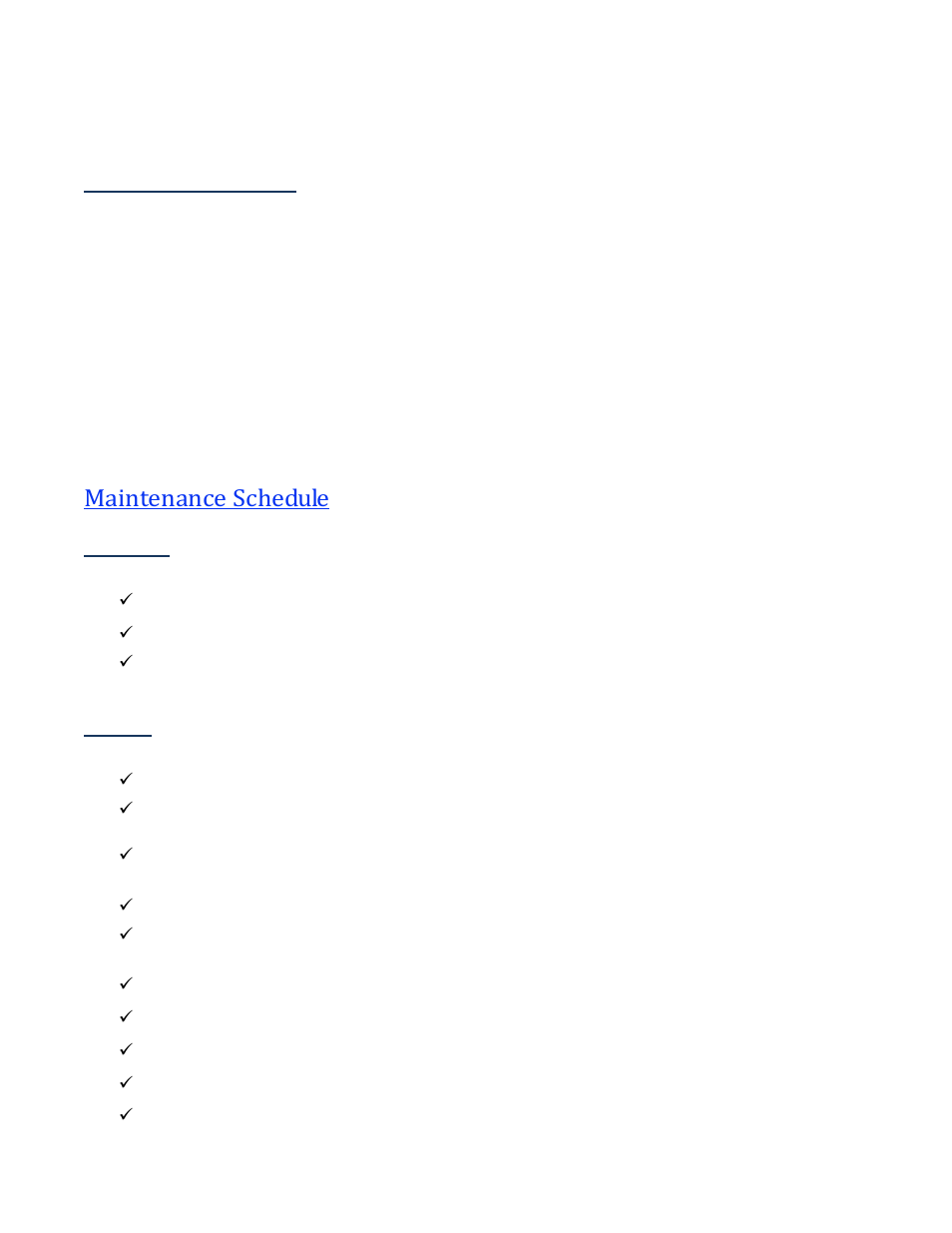 Maintenance schedule, Low ambient option, Monthly | Yearly | Vintage Cellars Wine Guardian Ducted System Manual User Manual | Page 50 / 57