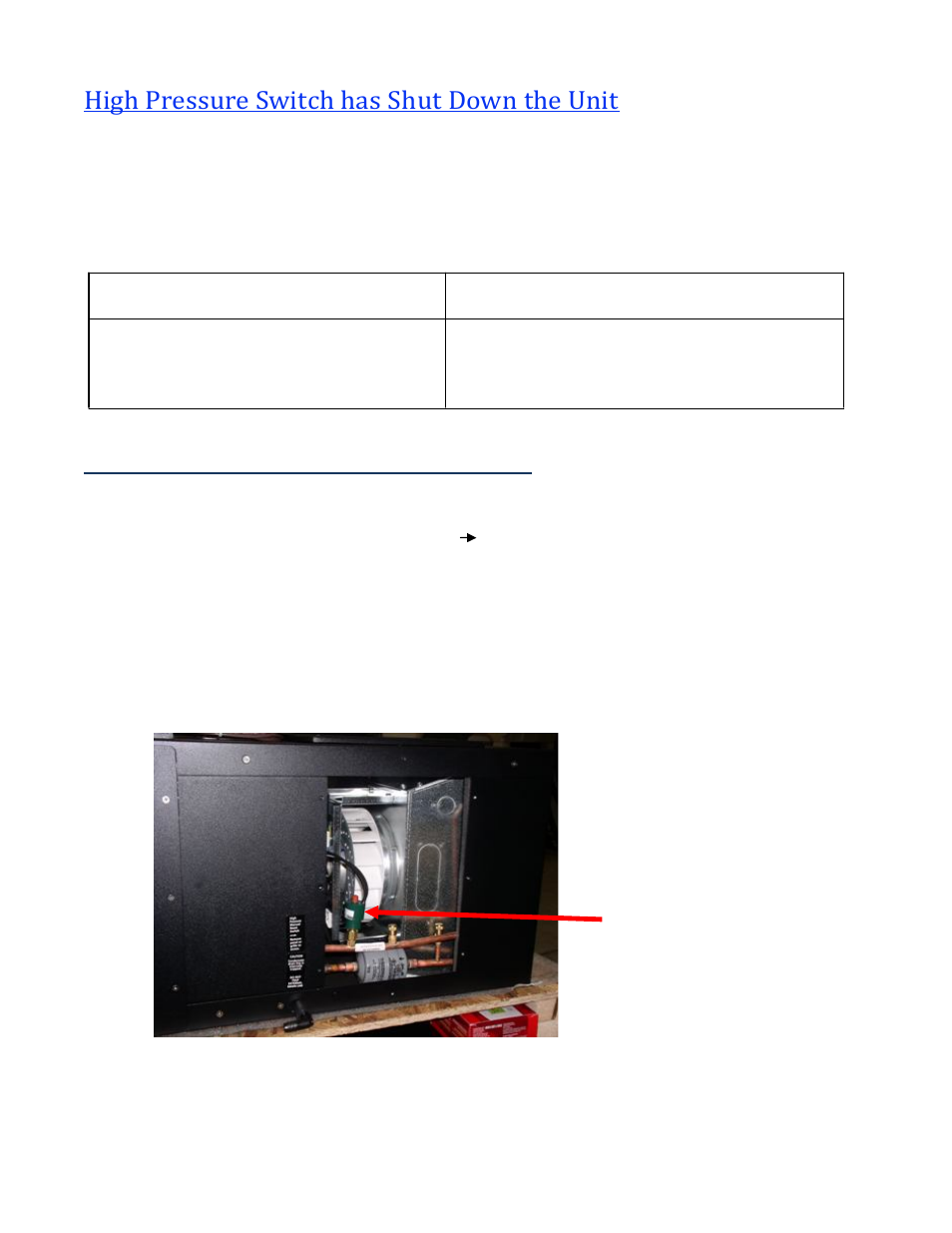 High pressure switch has shut down the unit, Instructions to reset high pressure switch | Vintage Cellars Wine Guardian Ducted System Manual User Manual | Page 55 / 57
