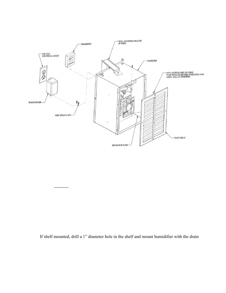 Free standing installation with stand-alone model, Stand-alone installation | Vintage Cellars Wine Guardian Humidifier Manual User Manual | Page 10 / 19