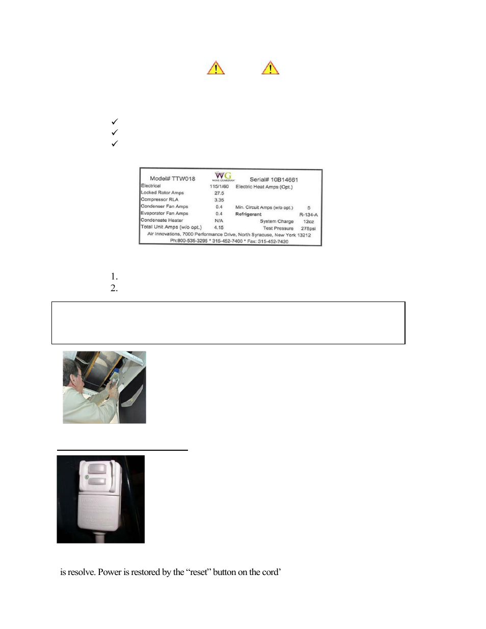 Wiring the system for power, Electrical plug configuration | Vintage Cellars Through-the-Wall Wine Cellar Cooling System Manual User Manual | Page 26 / 47