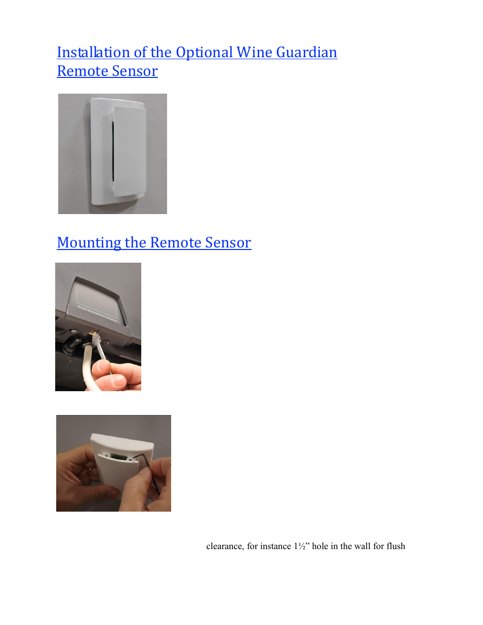 Mounting the remote sensor | Vintage Cellars Through-the-Wall Wine Cellar Cooling System Manual User Manual | Page 29 / 47
