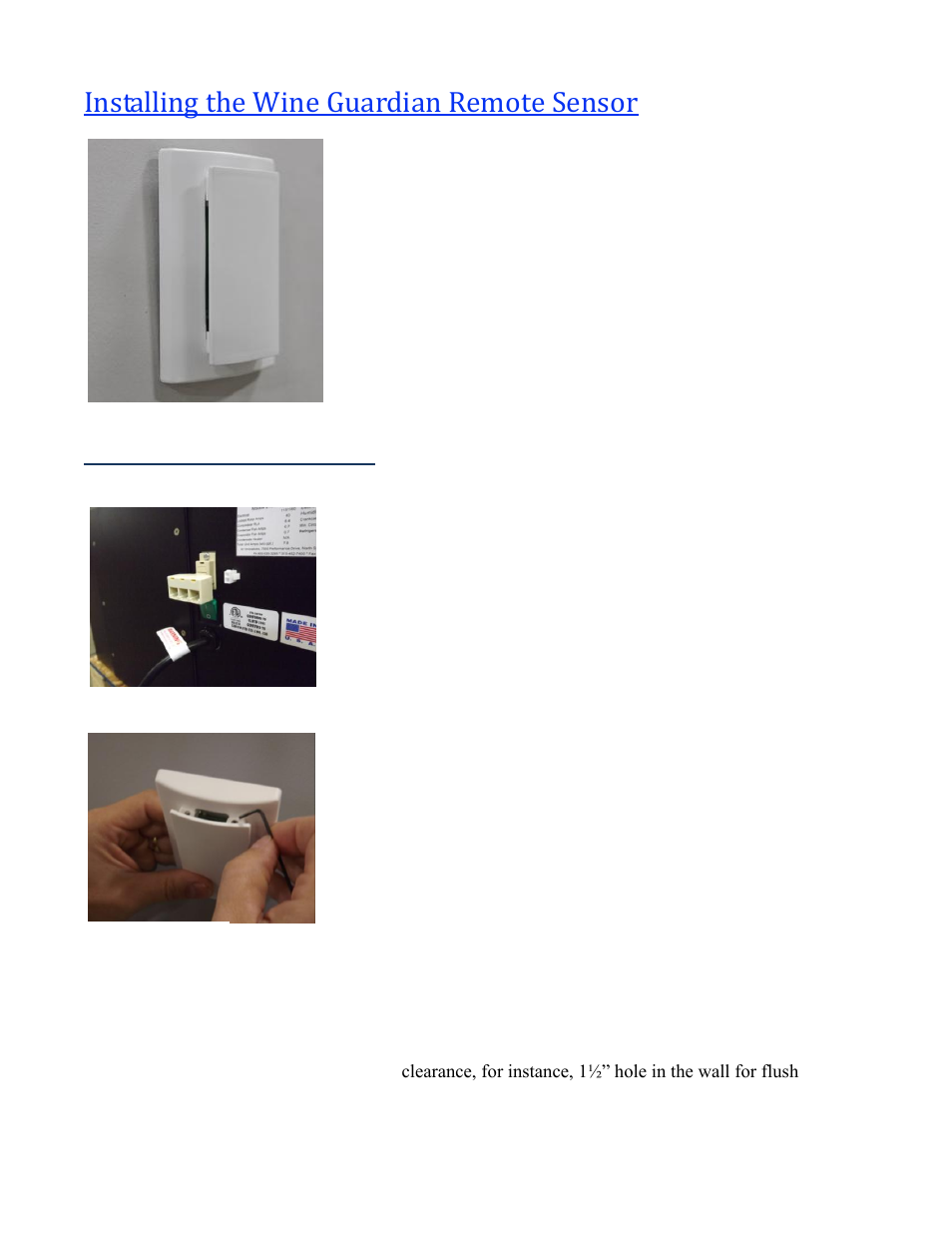 Installing the wine guardian remote sensor, Mounting the remote sensor | Vintage Cellars Wine Guardian Split System Manual User Manual | Page 47 / 68