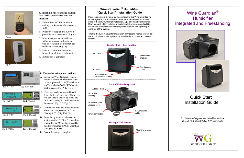 Wine guardian, Humidifier “quick start” installation guide | Vintage Cellars Wine Guardian Humidifier Quick Start User Manual | Page 2 / 2