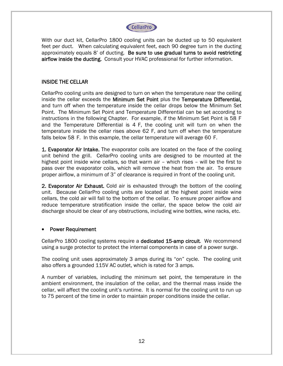 Vintage Cellars 1800 Series CellarPro User Manual | Page 12 / 28