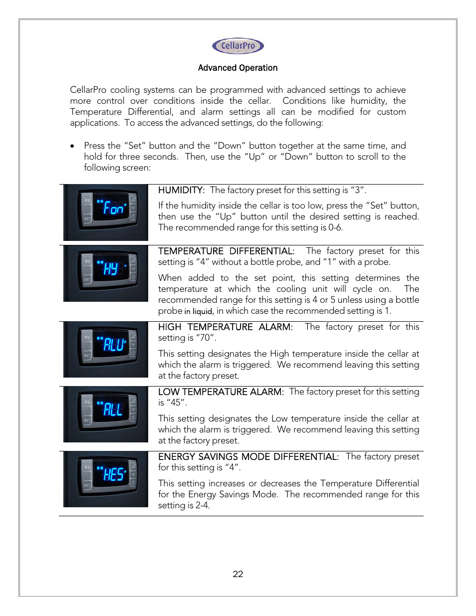 Vintage Cellars 1800 Series CellarPro User Manual | Page 22 / 28