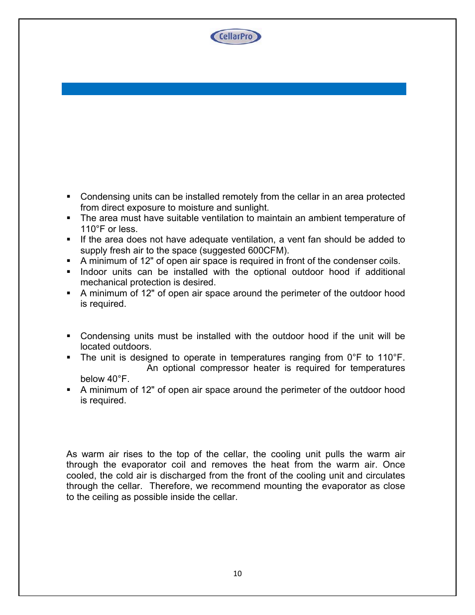 Vintage Cellars Split System CellarPro User Manual | Page 10 / 36