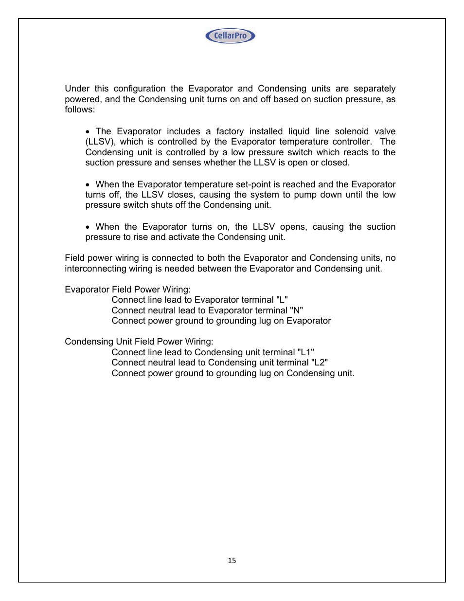 Vintage Cellars Split System CellarPro User Manual | Page 15 / 36
