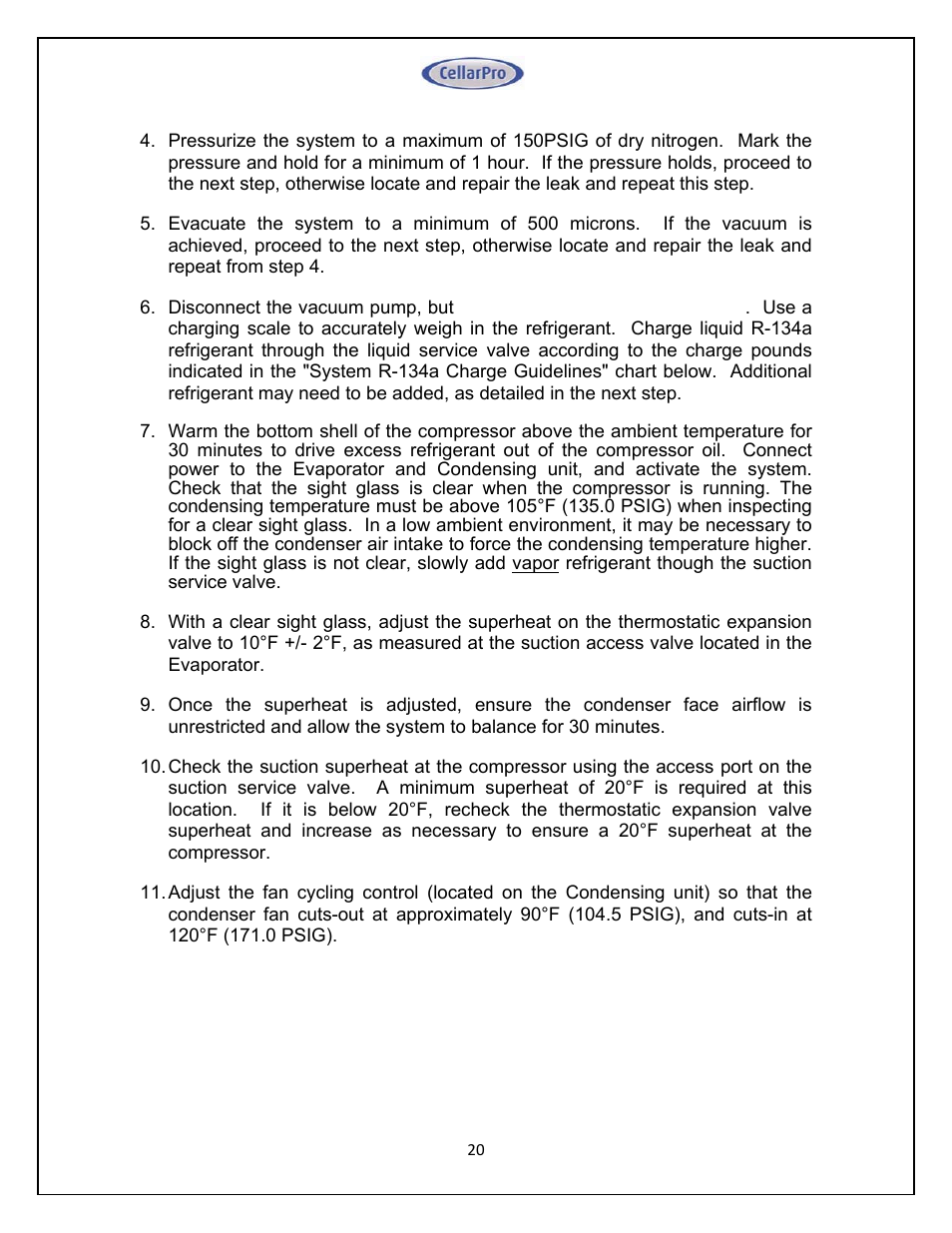 Vintage Cellars Split System CellarPro User Manual | Page 20 / 36