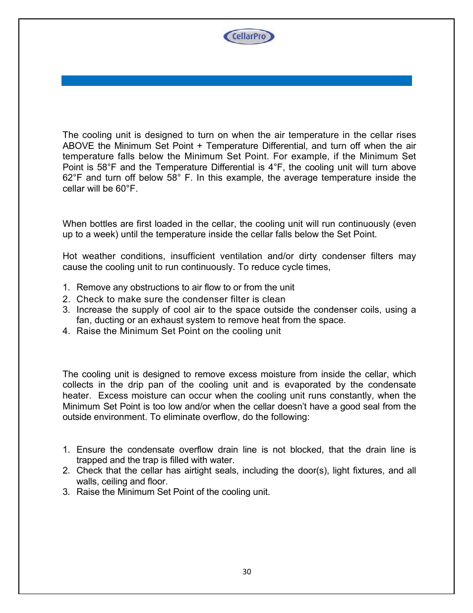 Vintage Cellars Split System CellarPro User Manual | Page 30 / 36