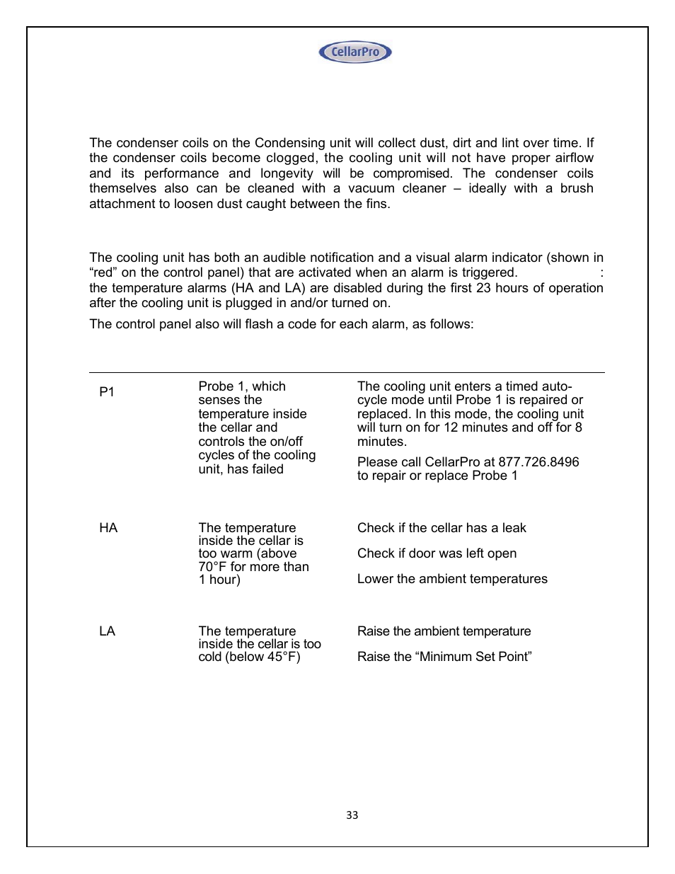 Vintage Cellars Split System CellarPro User Manual | Page 33 / 36