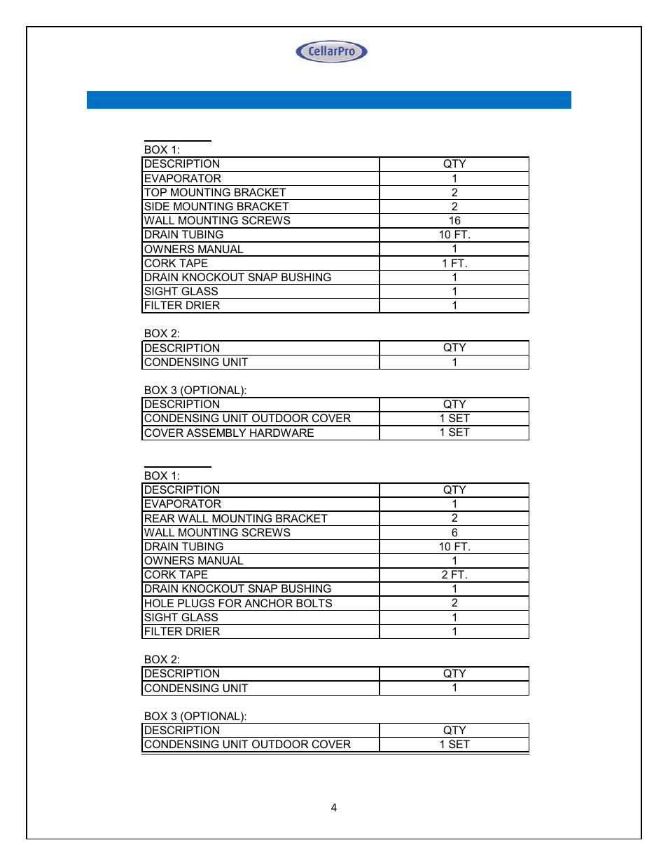 I. package contents | Vintage Cellars Split System CellarPro User Manual | Page 4 / 36