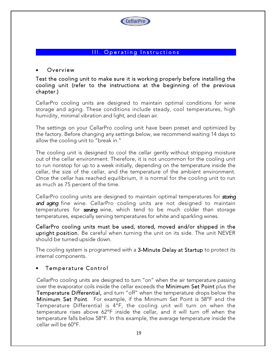 Vintage Cellars 4200VSI CellarPro User Manual | Page 19 / 31