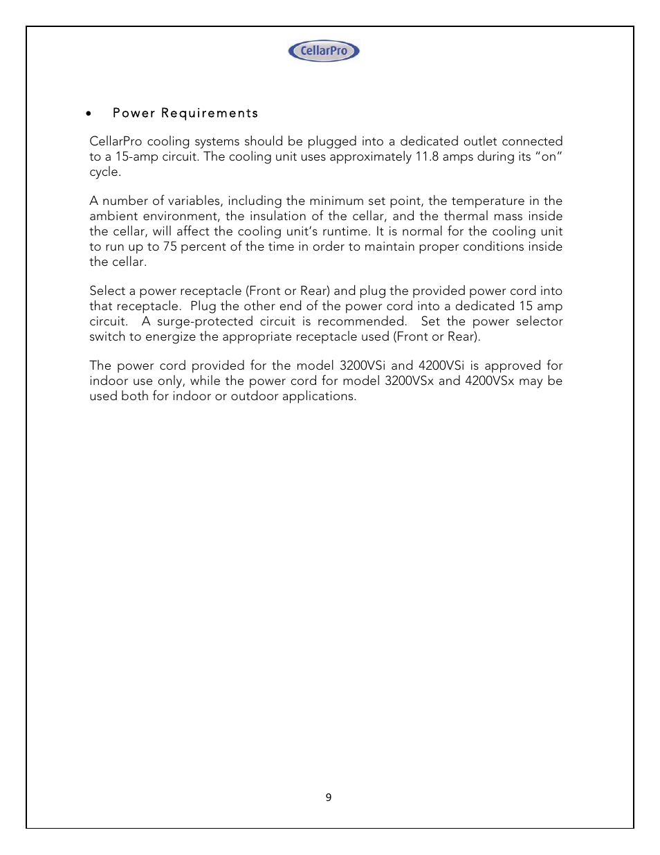 Vintage Cellars 4200VSI CellarPro User Manual | Page 9 / 31