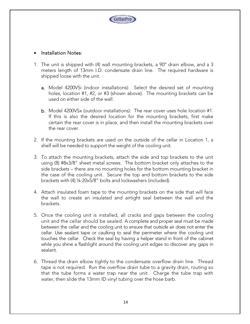 Vintage Cellars 4200VSI 220V CellarPro User Manual | Page 14 / 29