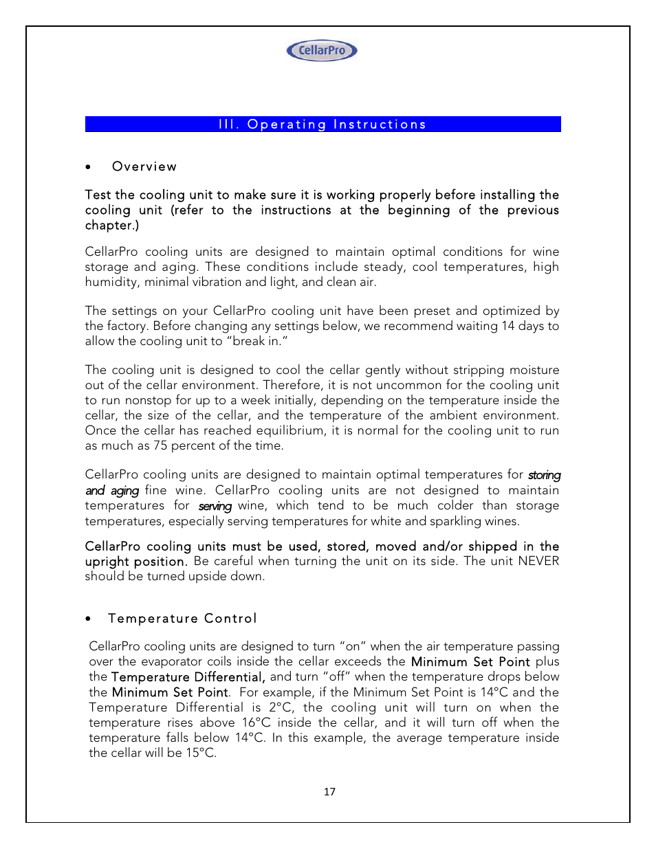 Vintage Cellars 4200VSI 220V CellarPro User Manual | Page 17 / 29
