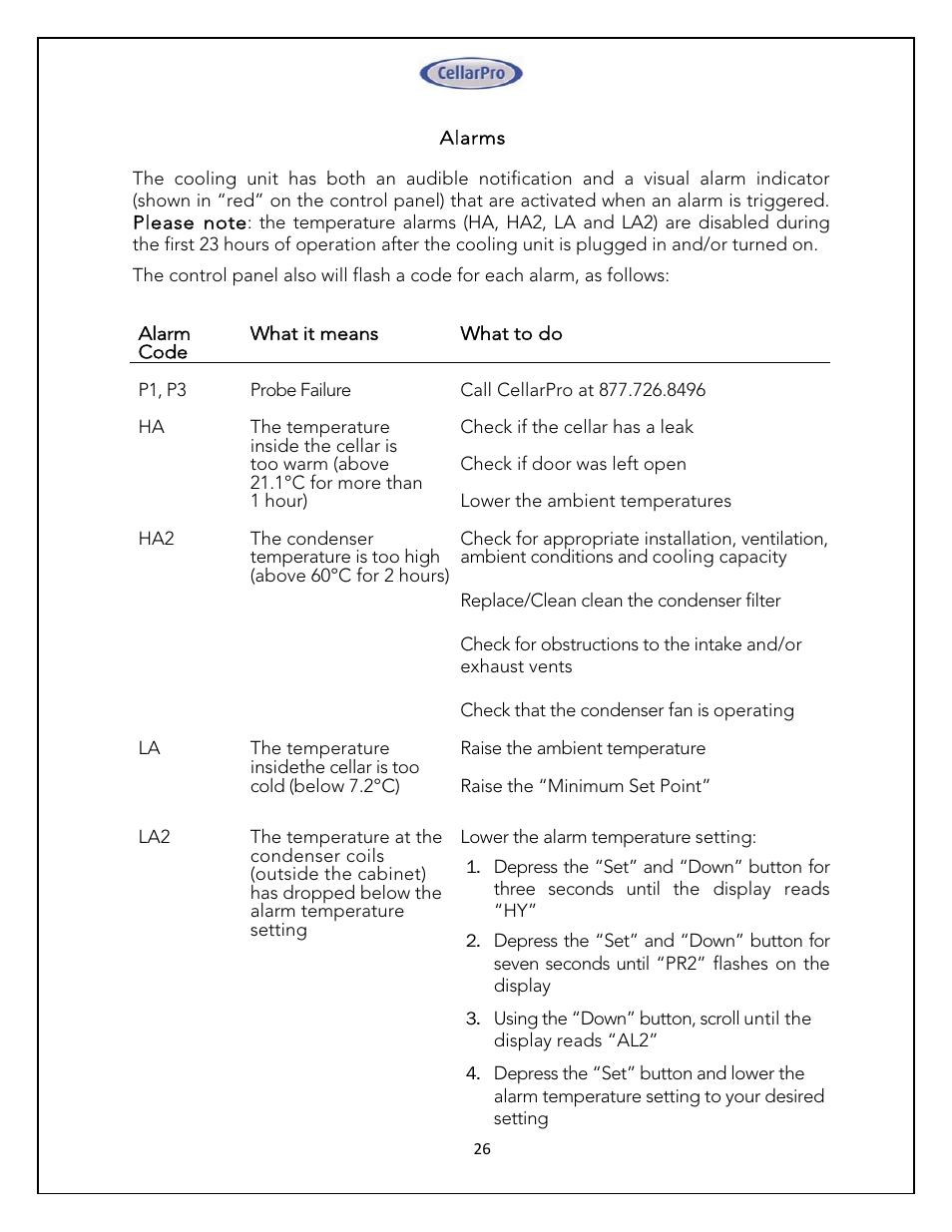 Vintage Cellars 4200VSI 220V CellarPro User Manual | Page 26 / 29