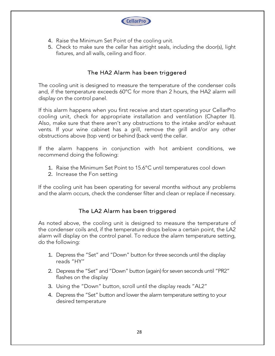 Vintage Cellars 4200VSI 220V CellarPro User Manual | Page 28 / 29