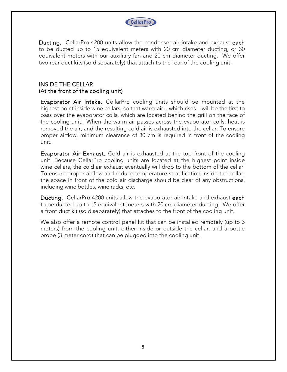 Vintage Cellars 4200VSI 220V CellarPro User Manual | Page 8 / 29