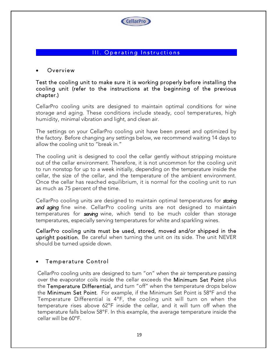 Vintage Cellars 4200 VSi CellarPro User Manual | Page 19 / 31