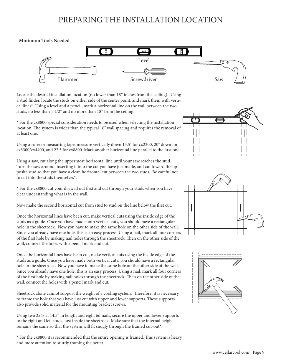 Preparing the installation location | Vintage Cellars CC-CX8800 User Manual | Page 11 / 33