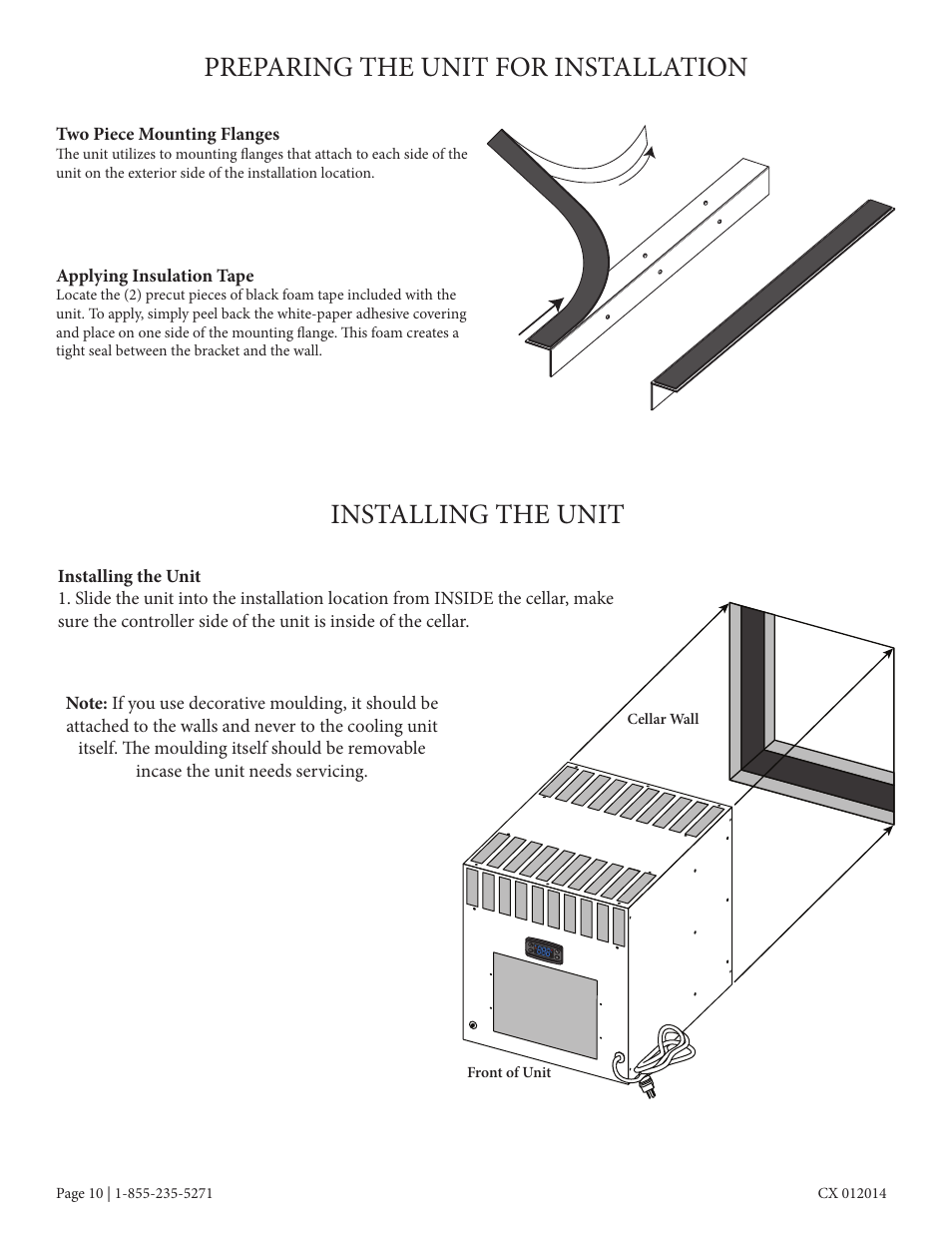 Preparing the unit for installation, Installing the unit | Vintage Cellars CC-CX8800 User Manual | Page 12 / 33