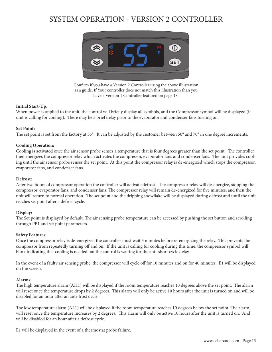 System operation - version 2 controller | Vintage Cellars CC-CX8800 User Manual | Page 15 / 33