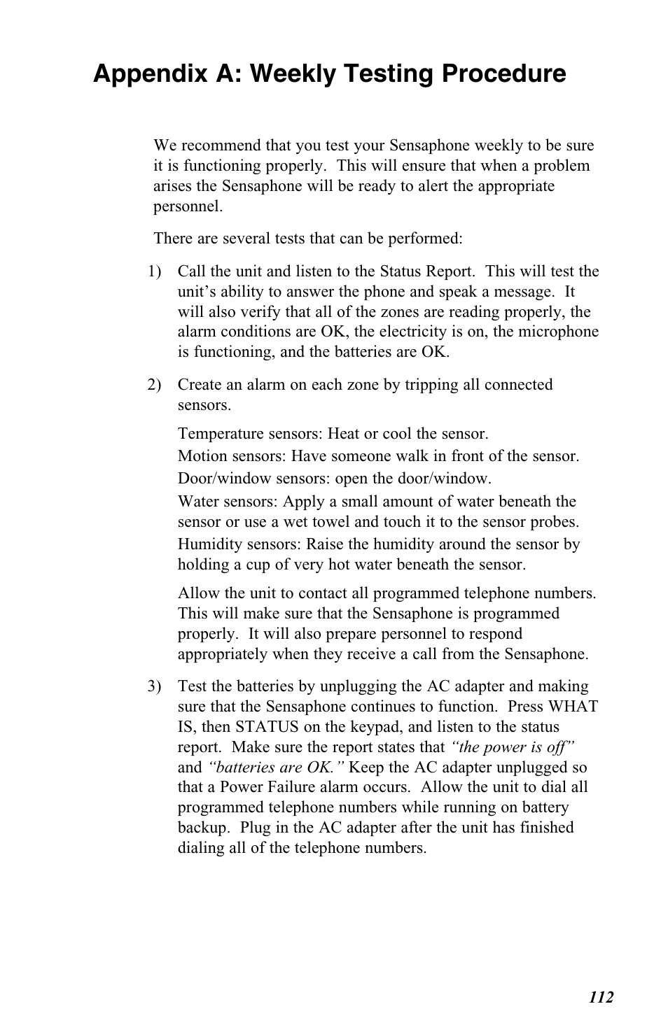 Appendix a: weekly testing procedure | Vintage Cellars FGD-0400 User Manual | Page 115 / 138