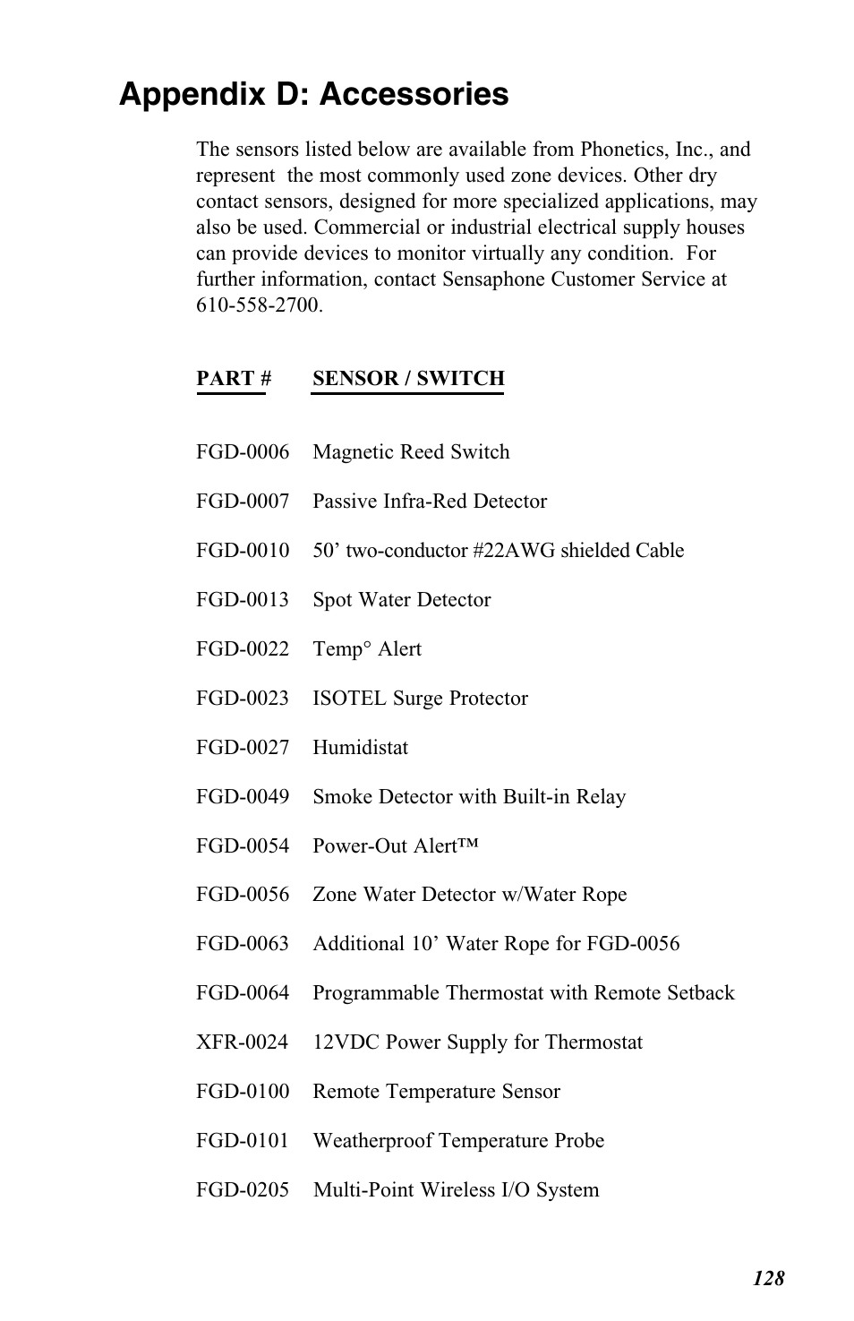 Appendix d: accessories | Vintage Cellars FGD-0400 User Manual | Page 131 / 138