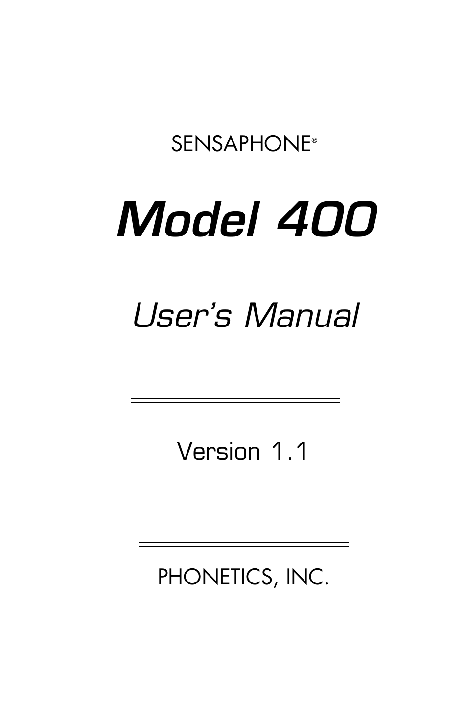 Model 400, User’s manual | Vintage Cellars FGD-0400 User Manual | Page 3 / 138