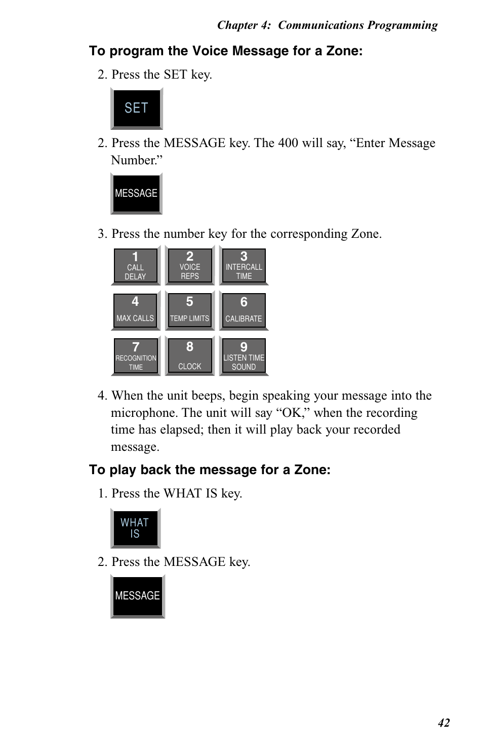 Press the number key for the corresponding zone. 4, Press the message key | Vintage Cellars FGD-0400 User Manual | Page 45 / 138