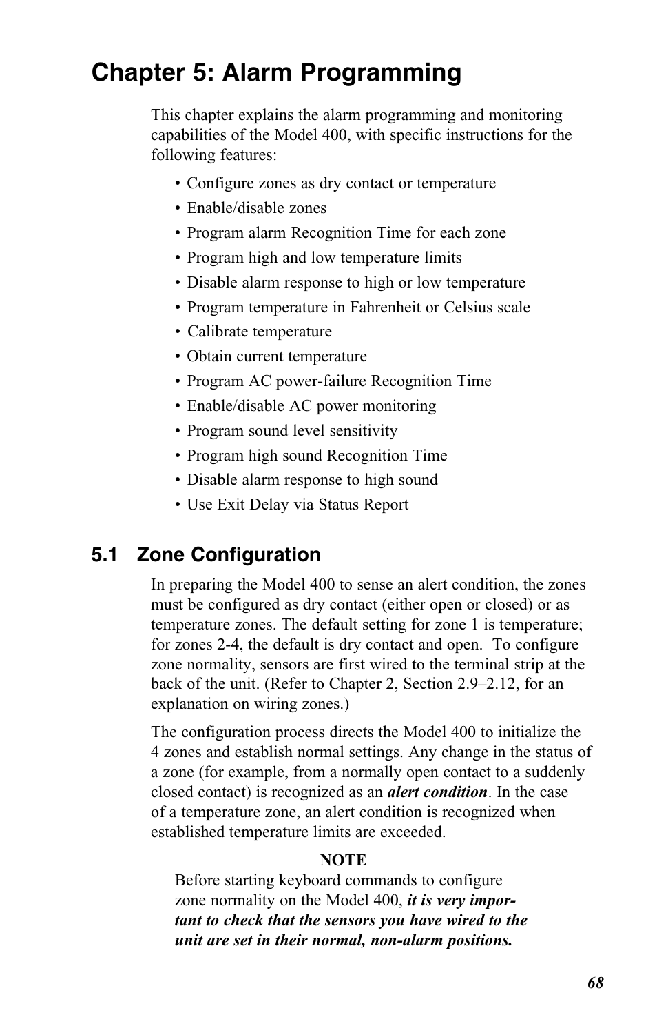 Chapter 5: alarm programming | Vintage Cellars FGD-0400 User Manual | Page 71 / 138