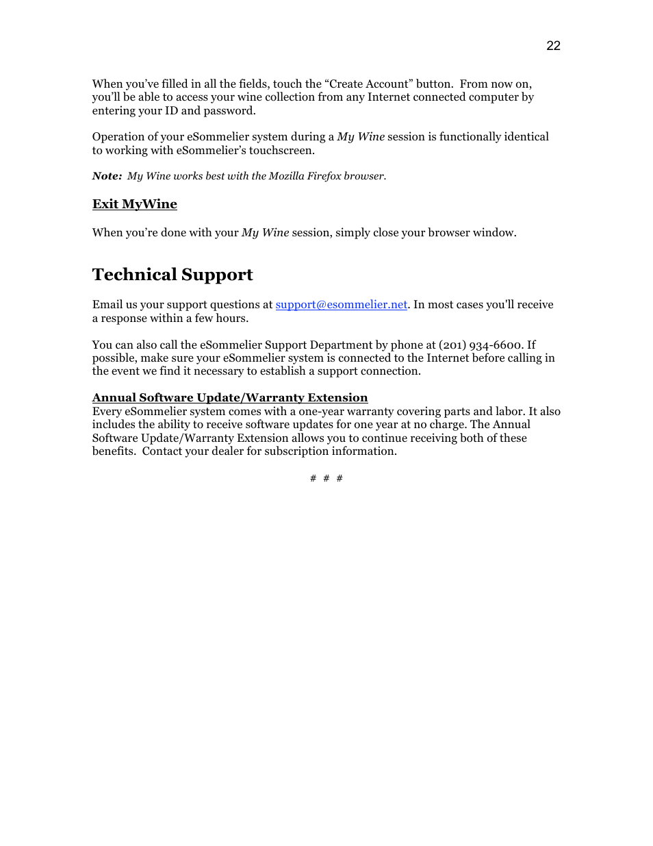 Technical support | Vintage Cellars ESOMM004 User Manual | Page 24 / 24