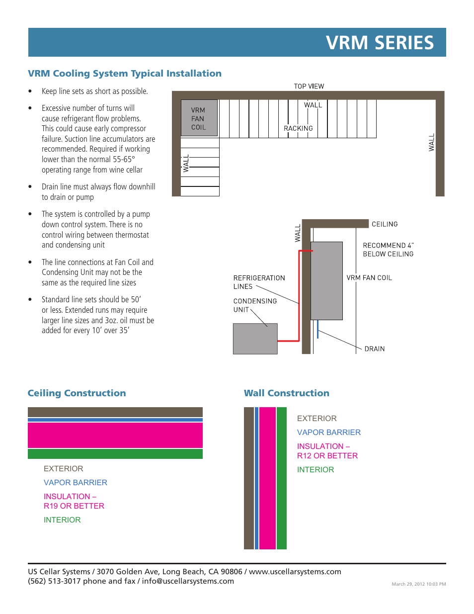 Vrm series | Vintage Cellars VRM Series Split System User Manual | Page 3 / 3