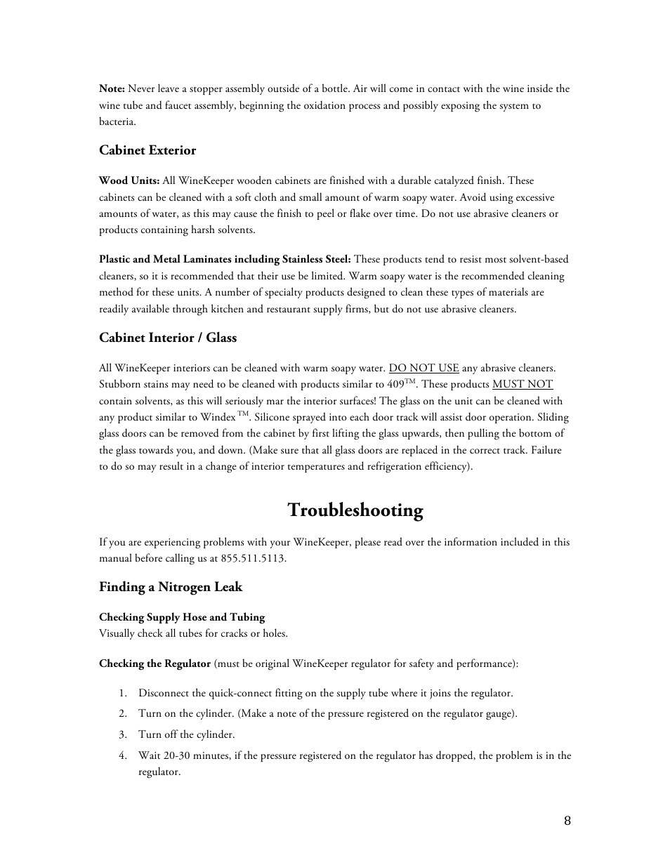 Troubleshooting | Vintage Cellars Monterey ETL 12-bottle User Manual | Page 8 / 13