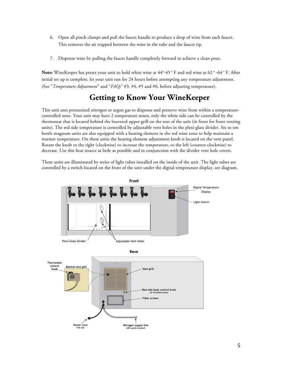 Getting to know your winekeeper | Vintage Cellars Magnum 12-Bottle User Manual | Page 5 / 13