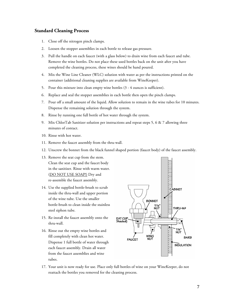 Standard cleaning process | Vintage Cellars Magnum 12-Bottle User Manual | Page 7 / 13