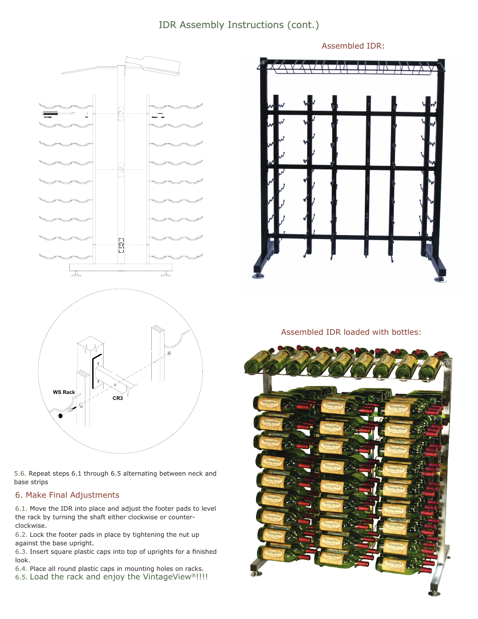 Idr assembly instructions (cont.) | VintageView IDR4EC - 4 IDR Endcap User Manual | Page 3 / 3