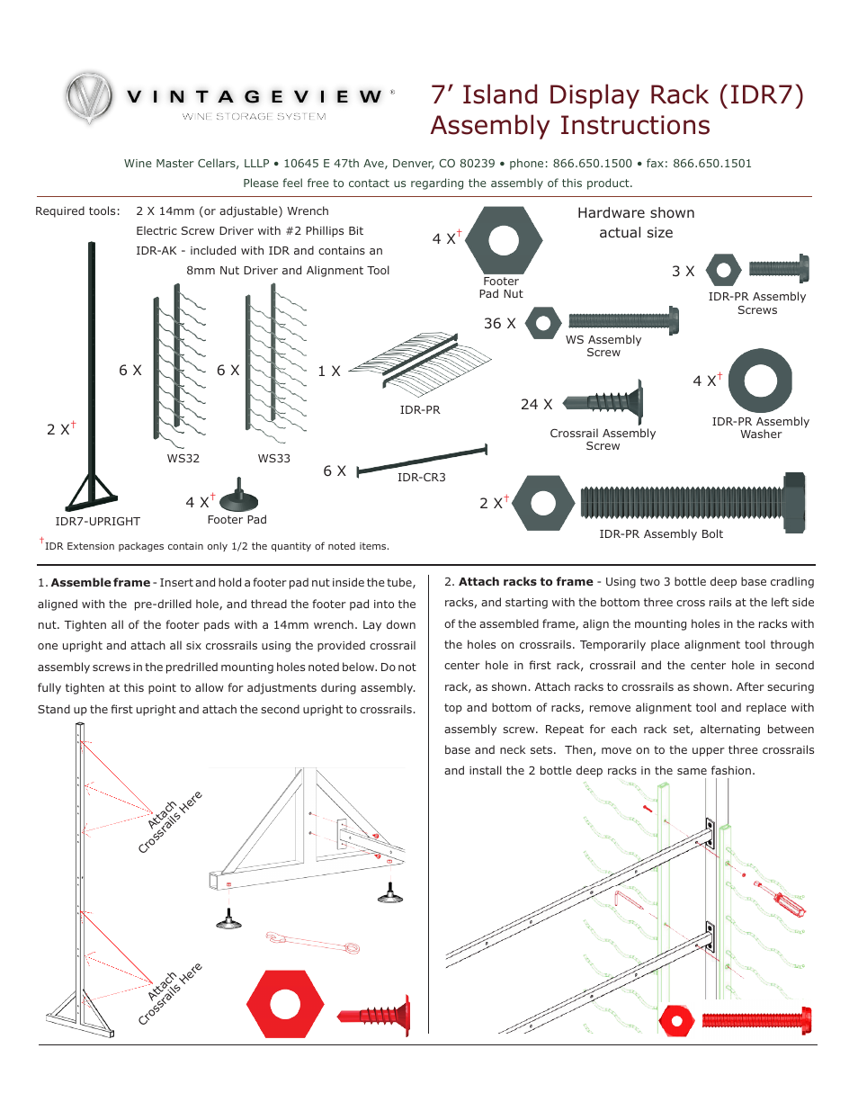 VintageView IDR7 - 7 Island Display Rack Package User Manual | 2 pages