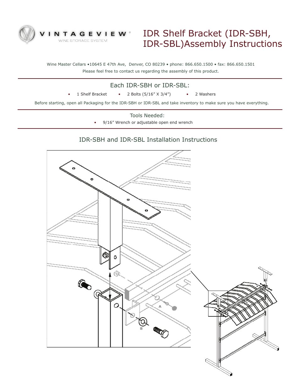 VintageView IDRSBL - Low 2 Shelf Kit User Manual | 1 page