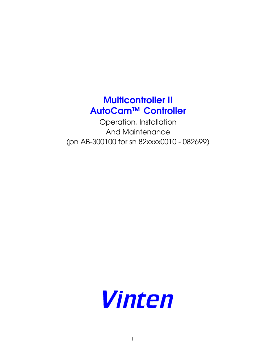Vinten Radamec AutoCam Multicontroller II User Manual | 62 pages