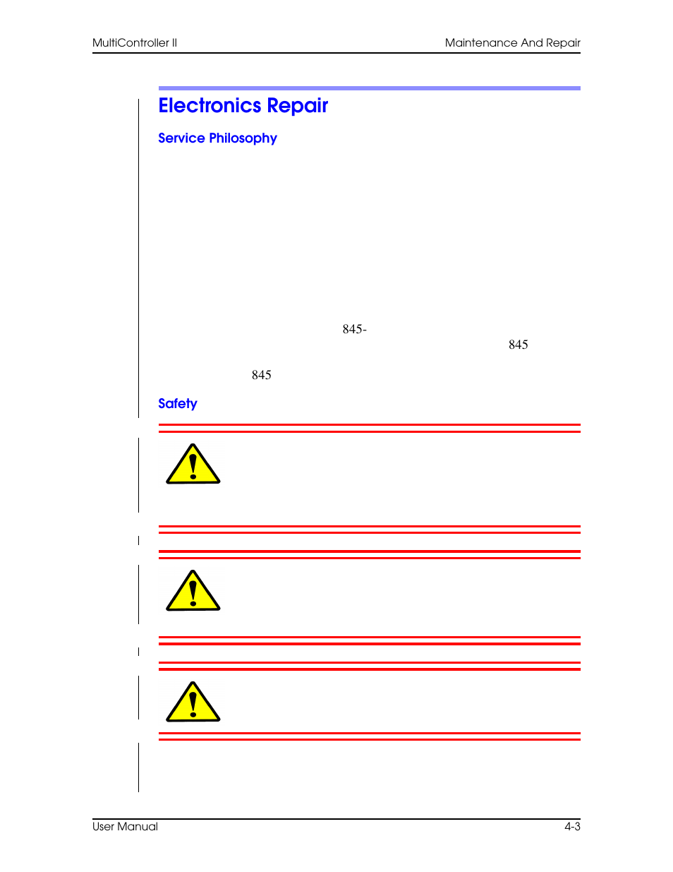 Electronics repair, Service philosophy, Safety | Electronics repair –3, Service philosophy –3 safety –3 | Vinten Radamec AutoCam Multicontroller II User Manual | Page 57 / 62