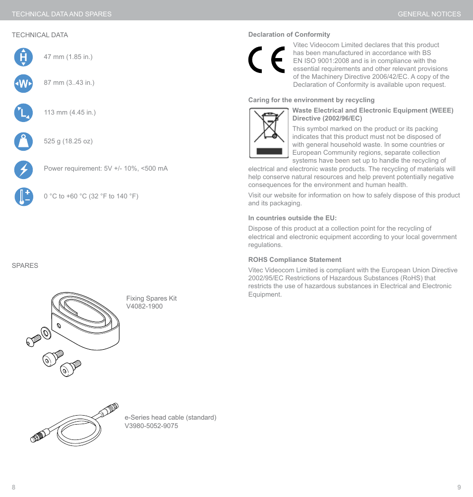 Vinten Radamec e-Series Interface User Manual | Page 6 / 7