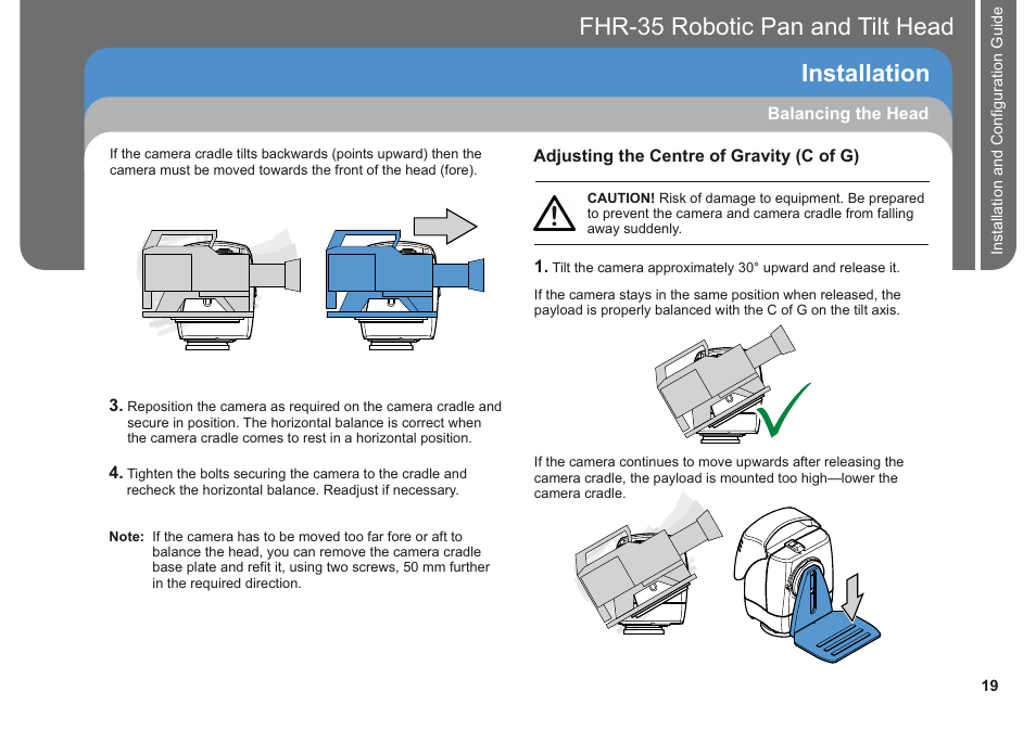 Fhr-35 pan and tilt head robotic installation | Vinten Radamec FHR-35 User Manual | Page 21 / 36