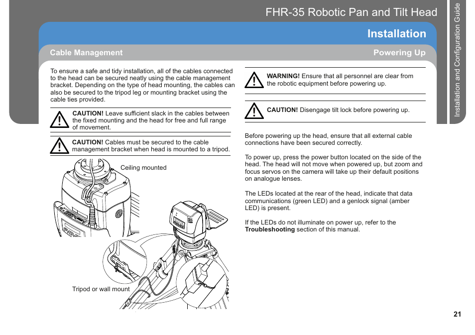 Fhr-35 pan and tilt head robotic installation | Vinten Radamec FHR-35 User Manual | Page 23 / 36