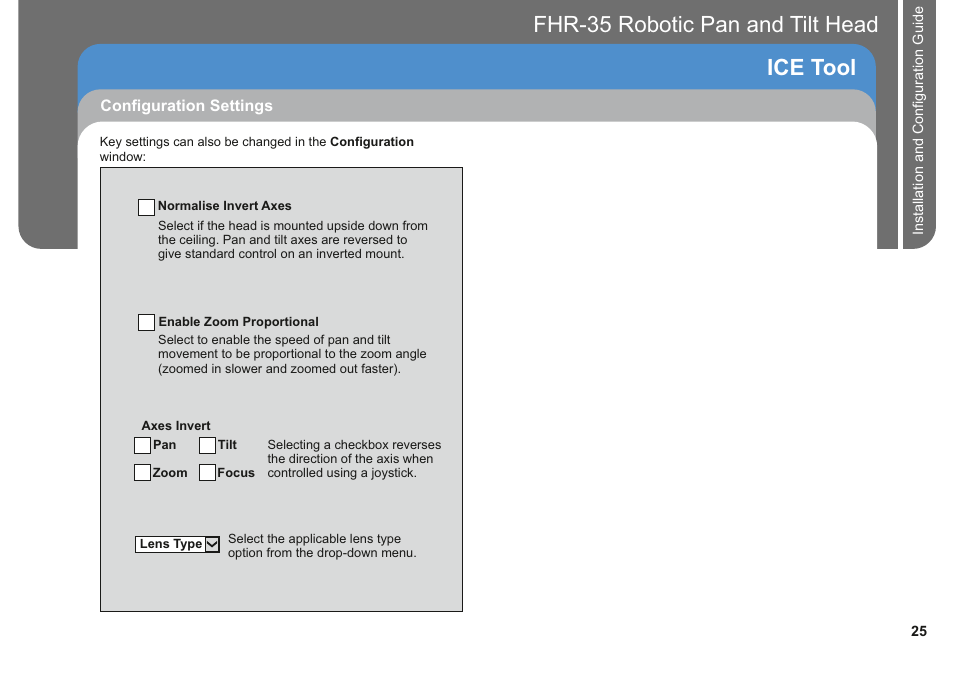 Fhr-35 pan and tilt head robotic ice tool | Vinten Radamec FHR-35 User Manual | Page 27 / 36