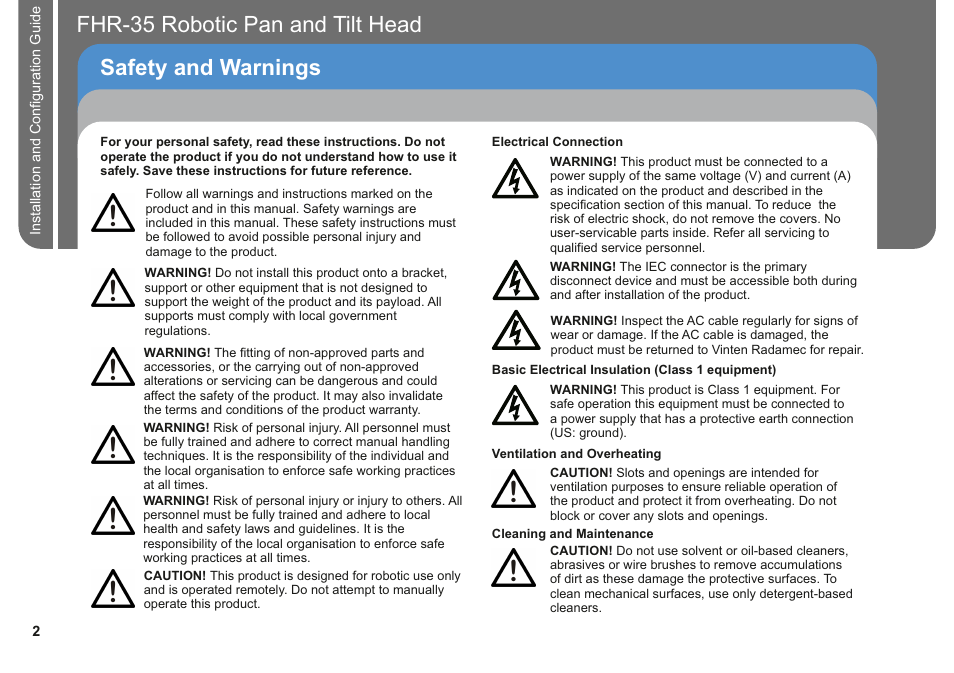 Vinten Radamec FHR-35 User Manual | Page 4 / 36